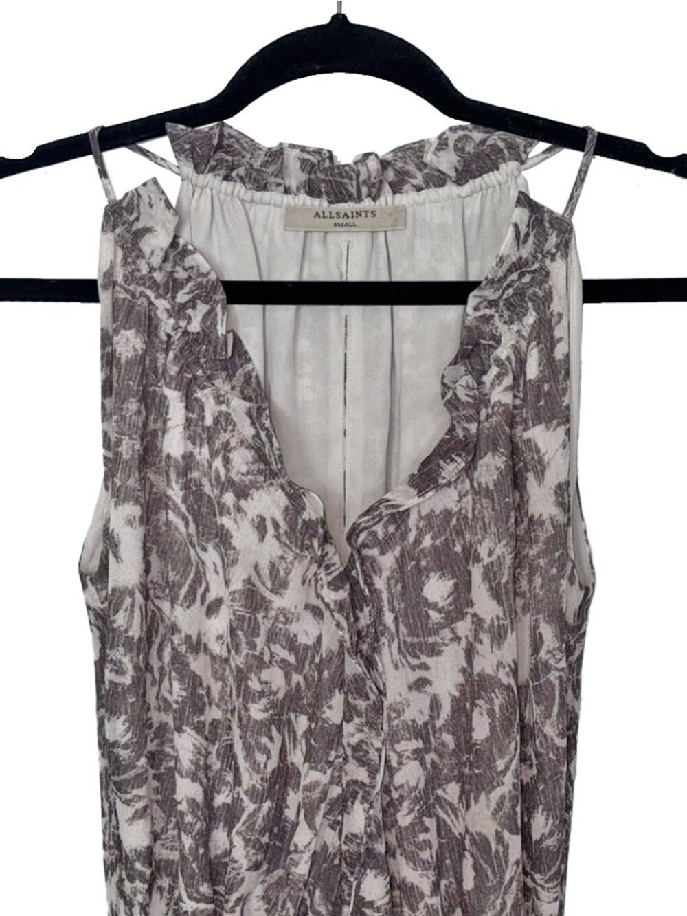 Allsaints Nyla Rosa Brown & Ivory Sleeveless Maxi Dress - Size S